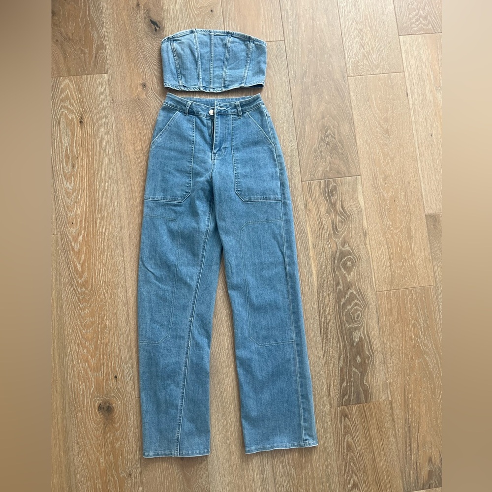 Fashionova Denim Crop Jean Set